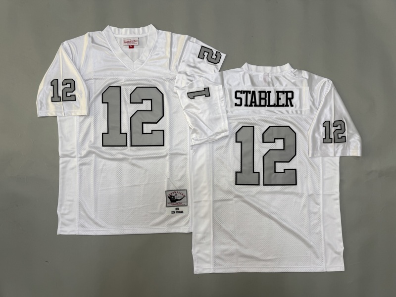 Men 2025 Nike Oakland Raiders #12 Stabler white Throwback Limited NFL Jersey style 002